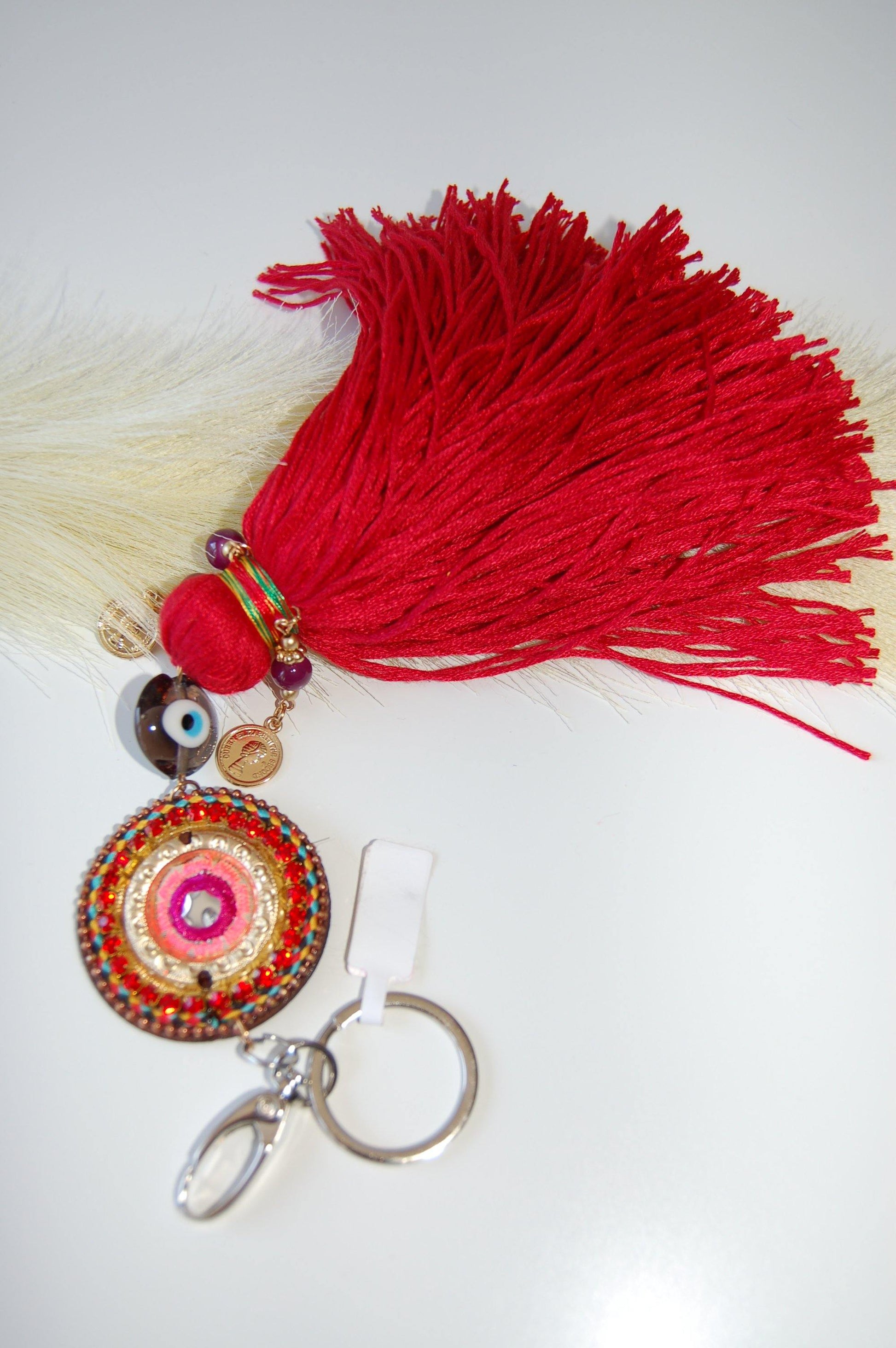 Bijoux de sac pompon rouge, Pompons porte-clé, mode été, Accessoire pour sac